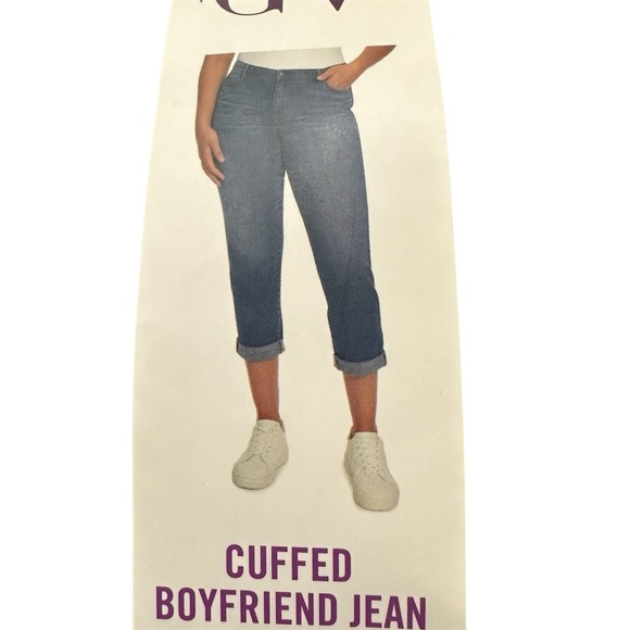 Women's Cuffed Boyfriend Jeans - Bluem - Picture 1 of 8